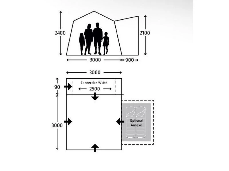 Kampa Opblaasbare Camper-bus Tent Cross Air Tc 6 Kampa Opblaasbare Camper-bus Tent Cross Air Tc - Afbeelding 4