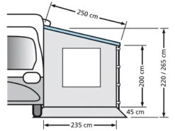 Eurotrail Zijwand Cassetteluifel Met Raam 220 -KampeerKoning Verkoop eurotrail zijwand camperluifel fiamma omnistore 220 etct0018 220w 1