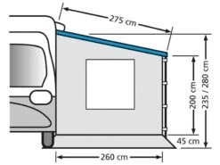 Eurotrail Zijwand Casetteluifel Met Raam 275 -KampeerKoning Verkoop eurotrail zijwand camperluifel fiamma omnistore 275 etct0027 275w 1