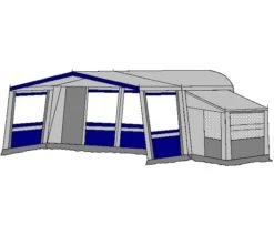 Te Velde Voortent De Vaart Lux 310 Cm. Blauw -KampeerKoning Verkoop te velde voortenten met uitbouw en luifel de vaart lux blauw8